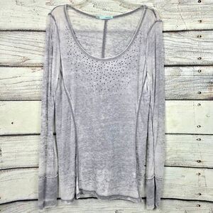 Maurices Studded Burnout Top Gray Long Sleeve Medium